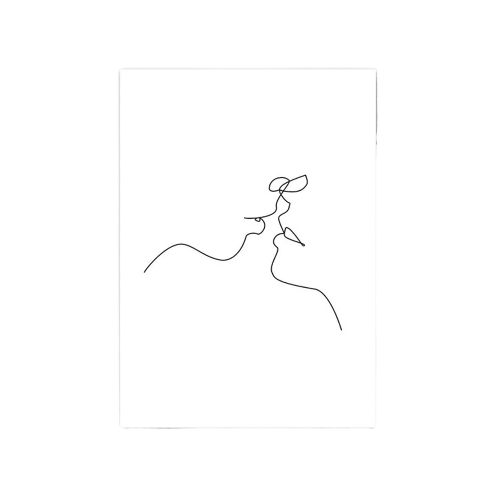 Affiche baiser couple en toile premium, décoration murale de salon minimaliste 40x60cm Z154