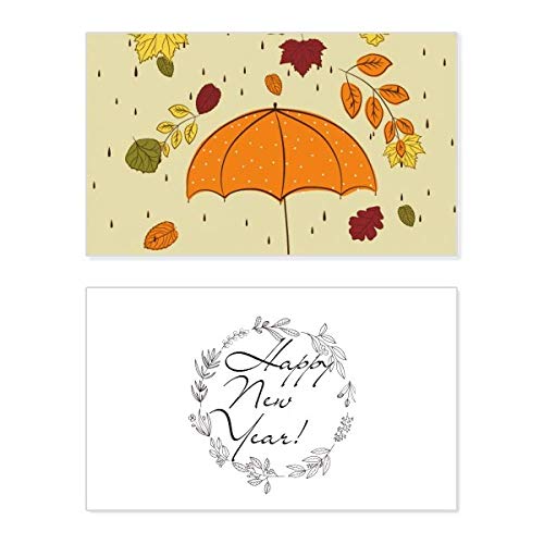 Tarjeta conmemorativa de año nuevo Leaves Umbrella: celebre las fiestas con bellas bendiciones