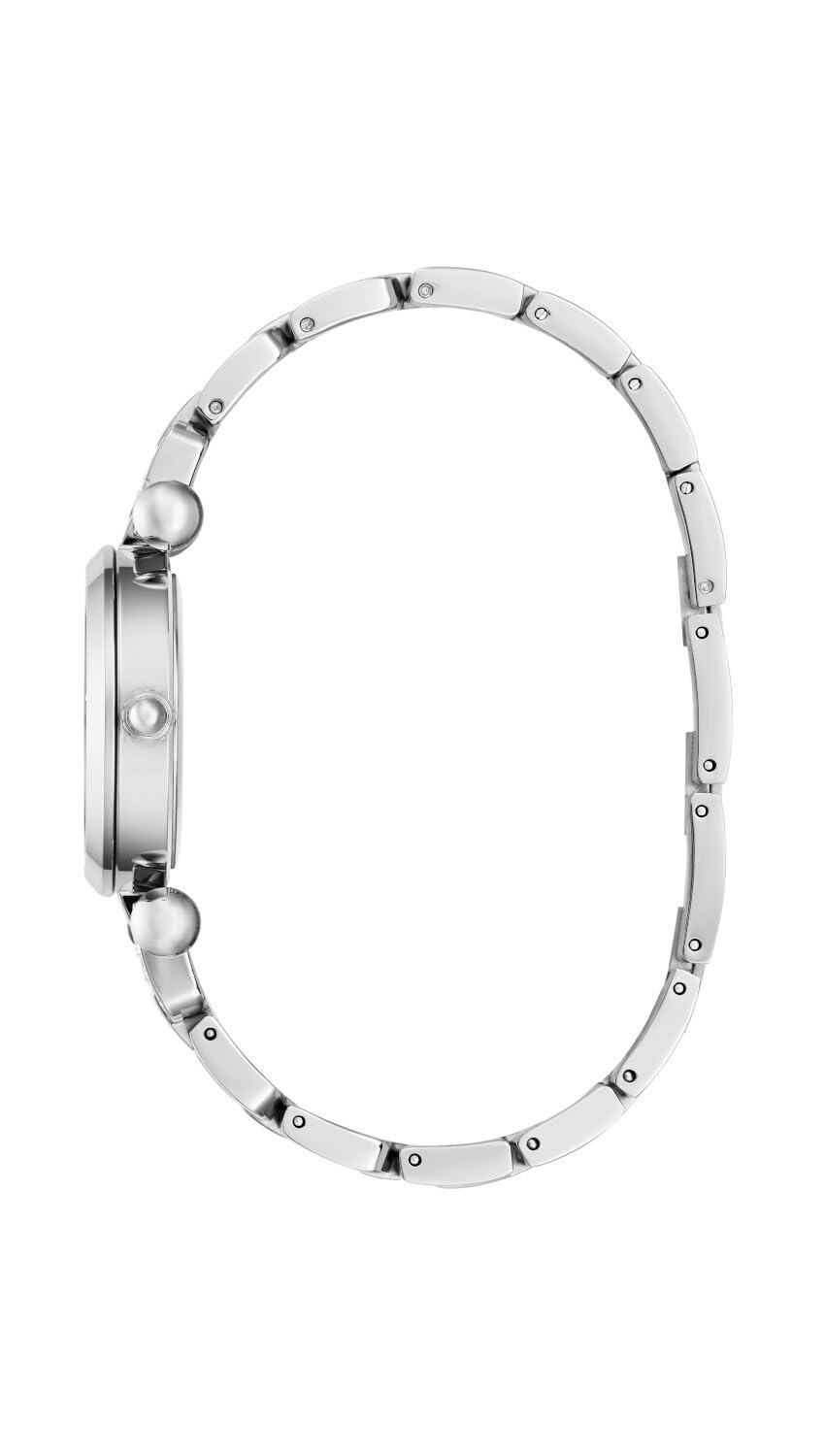 Guess GB Ginger Damen Armbanduhr, Edelstahl, 30 mm, Edelstahlarmband, Silber, 1 bar, Zifferblatt: Silber, Zirkonia, GW0869L3