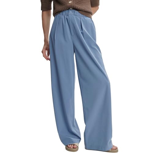 Ainangua High Waisted Wide Leg Pants for Women Elastic Business Casual Work Dress Pants Long Straight Suit Trousers Pockets