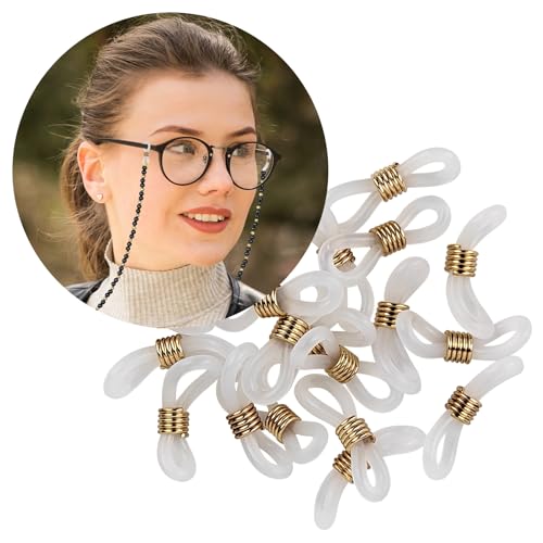 Image of 20 Pcs Eyeglass Chain Ends Anti Slip Silicone Connector, Adjustable Rubber Spectacle End Connectors for Eyeglasses