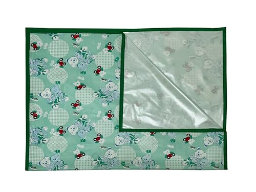 Image of Pookie Plastic Sheet,PVC Sheet for Kids,Rubber Sheet for Babies,Bed Wetting Protector(90 x 135 cm) (Green Bear)