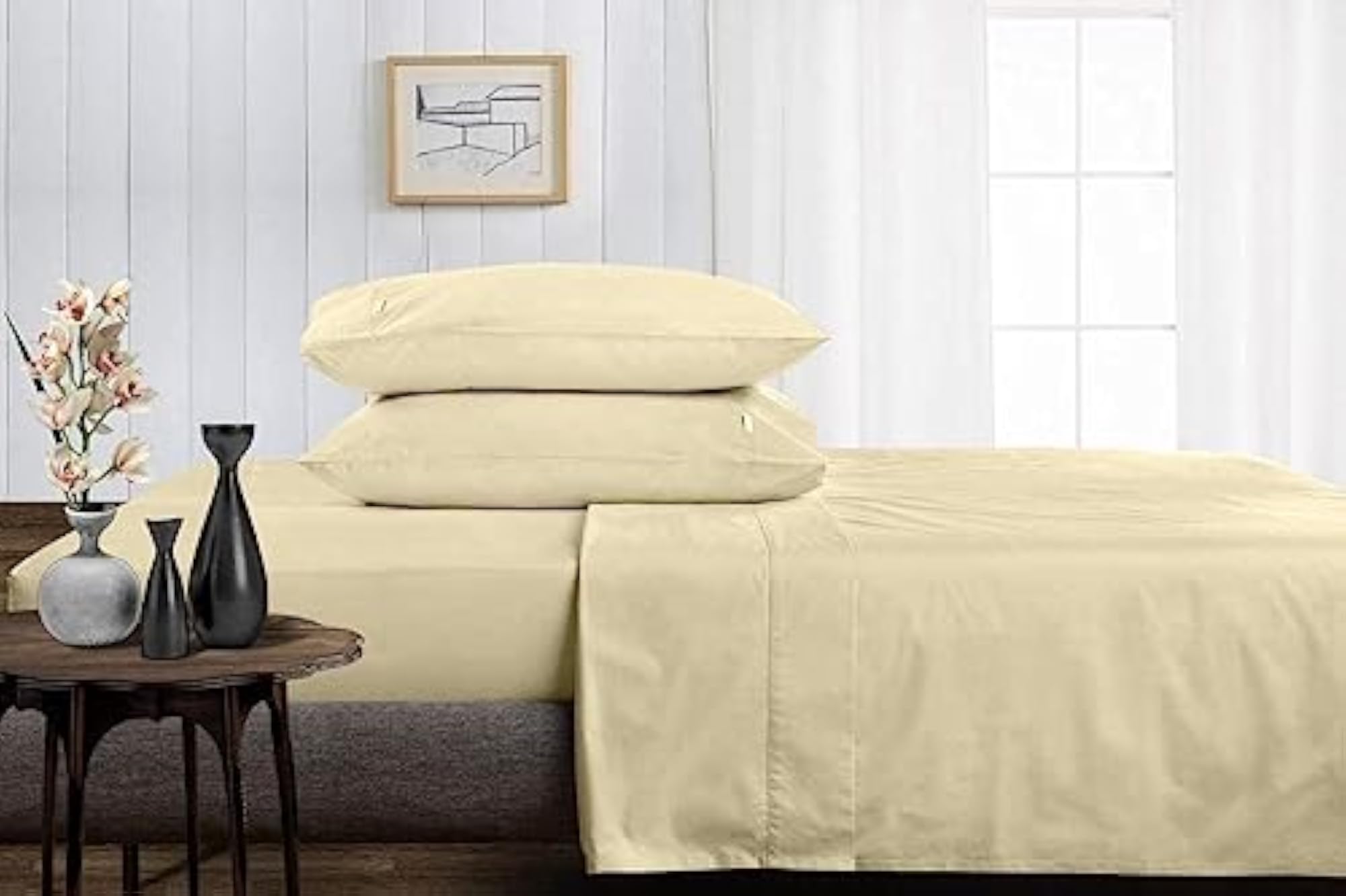 100% Egyptian Cotton Queen Size Bed Sheet Set with 6 Pieces