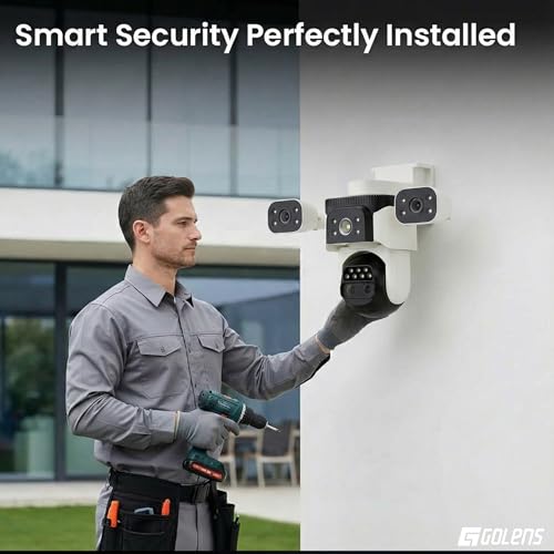 Image of Golens WC22K 4-Lens WiFi Security Camera Outdoor with 270 Panoramic View, HD Video, AI Human Detection & Auto Tracking, Color Night Vision, Two Way Audio, Waterproof CCTV Camera for Home Security
