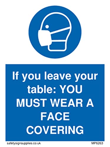 Mask Table Sign If You Leave Your Table: You Must Wear A Face Covering Sign – BigaMart