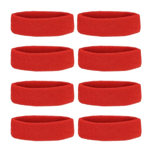 Banda de sudor absorbente PATIKIL en color rojo para atletismo y baloncesto, paquete de 8