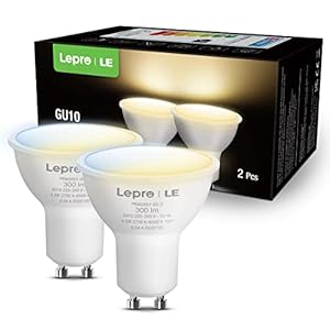 Lepro Ampoule Connectée GU10, Lumière Blanche 2700K – 6500K Dimmable, Ampoule Intelligente WIFI Fonctionne avec Alexa Google Home, Contrôle Vocal, Accès à Distance, 4.5W(= 50W Ampoule Halogène), 2pcs
