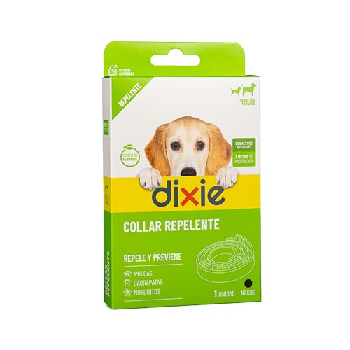 DIXIE - Collar Repelente Perros - 58 cm - Color Negro - Collar Repelente y Protector contra Mosquitos, Piojos, Pulgas y Garrapatas - sin Insecticidas - Protege hasta 3 Meses