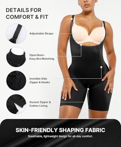 SHAPELLX Shapewear for Women Tummy Control Butt Lifting Bodysuit Fajas Colombianas Open Bust Body Shaper Compression Garment4