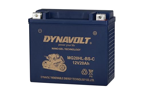 DYNAVOLT - NANO-GEL MG20HL-BS-C Motorradbatterie 12V 20Ah 410A. Ersetzt YTX20HL-BS. Maße: 175x87x154mm. Wartungsfreie Motorradbatterien mit Nano-Gel-Technologie. Ideal für Rennmotorräde