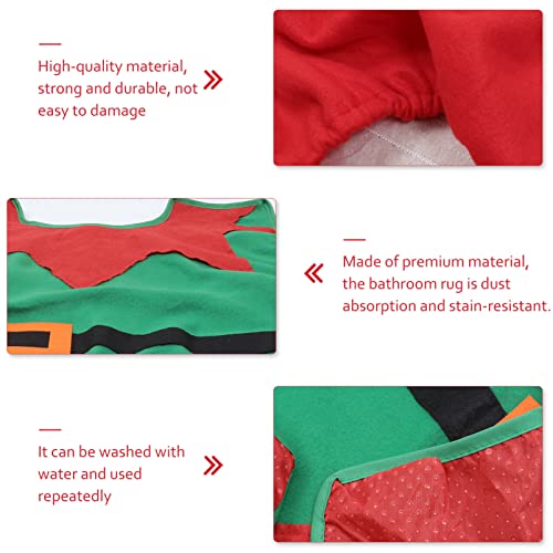 Homoyoyo 3 Stücke Weihnachten Toilettensitzbezug Und Teppich Set Lustige Weihnachtsdekoration Badezimmersets Schneemann Elf Weihnachtsmann Toilettensitz für zu Hause Hotel Urlaub – Bild 5