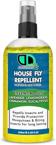 House Fly Insect Repellent with Lavender Lemongrass Eucalyptus & Cinnamon Essential Oil - Body Oil Deet Free (100ml Spray)