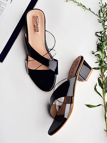 Image of Do Bhai Women Synthtic Material Back Open Cross Strep Block Heel Fashion Sandal