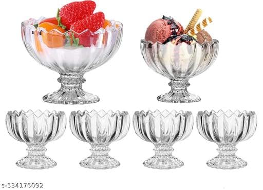 KENYS (4 pcs 120ml) Ice Cream Bowls, Salad Dessert Serving Bowls, Tableware Crystall Clearr Dessert Bowl Ice Cream & Fruit Salad Glass Bowls. 3