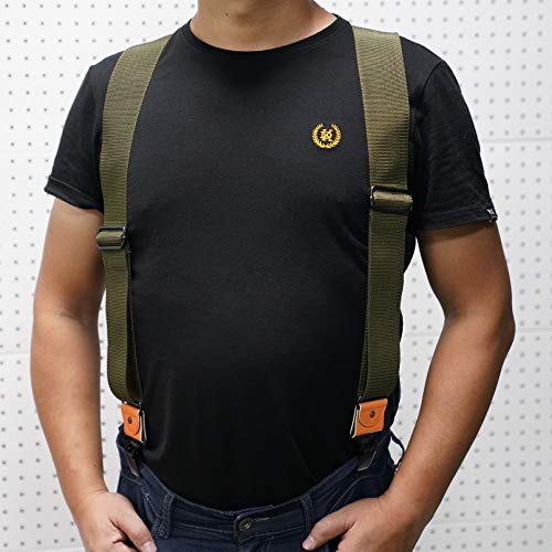 Image of MELOTOUGH Men's Suspender 2 inch Wide Partial Elastic Strap for Jeans Pants