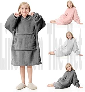 rejuvopdeic Deluxe Range Of Child Kids Hoodie Charcoal Blankets, Velvet Touch Fabric With Ultra Soft Sherpa Fleece lining, Oversized Soft And Cosy