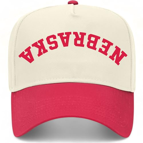 Nebraska Upside Down Reversed Vintage Trucker Hat | NE | Premium Adjustable Snapback Baseball Hat for Men & Women (US Alpha One Size Red/Natural)