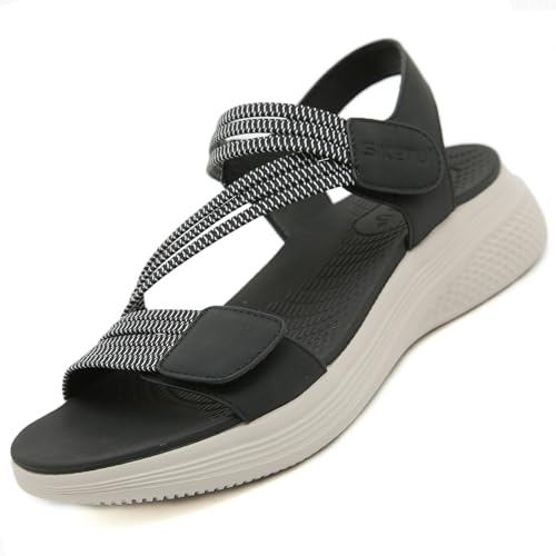 Ulicox Sandalias Ortopedicas Mujer Verano Moda Comodas Sandals Ajustables Antideslizante Deportivas Sandalias de Playa Negro 39