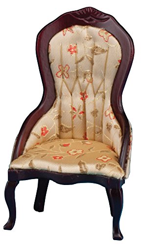 Classics Dollhouse Victorian Lady's Chair, Mahogany with Floral Fabric