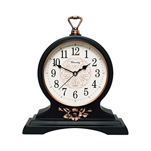 Mantel Clock-12 Inch Mantel Clock, Silent and Non-Ticking, Retro Mantel Clock for Living Room/Kitchen Decoration (Black) Cover