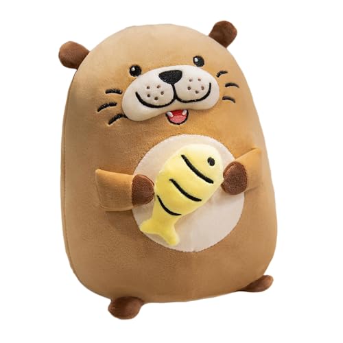 Cpoeof Peluche Loutre Coussin Doux - 30cm Ultra Doux Loutre Oreiller Peluche pour Enfants & Adultes, Cadeau Adorable pour Anniversaire Noël (Marron)