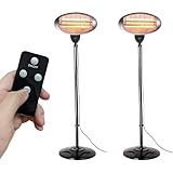 Heatlab Set of 2 2kW Outdoor Indoor Freestanding Electric Quartz Bulb Garden Patio Heaters with...