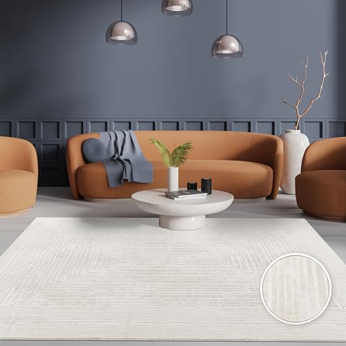 Paco Home Rug living room bedroom short pile Scandinavian Boho geometric abstract patterns soft 3D effect modern elegant cream, Size:120x170 cm Paco Home Rug living room bedroom short pile Scandinavian Boho geometric abstract patterns soft 3D effect modern elegant cream, Size:120x170 cm