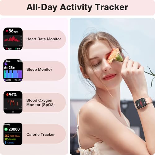 Smart Watches for Women(Answer/Make Call), 1.8" HD Ladies Smart Watch with Alexa, Fitness Tracker with SpO2 Heart Rate/Sleep Monitor/IP68 Waterproof, Step Counter Smartwatch for iPhone/Samsung/Android - Image 3