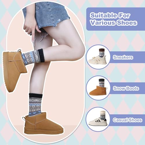 Image of ICEIVY Socks Women, Soft Knit Wool Winter Thick Warm Cabin Fuzzy Crew Women Socks 5 Pack