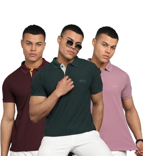 Image of INKKR Men's Soild Collar Neck Half Sleeve Polo T-Shirt Combo