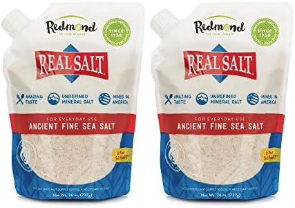 Redmond Real Salt - Ancient Fine Sea Salt, Unrefined Mineral Salt, 26 Ounce Pouch (2 Pack)