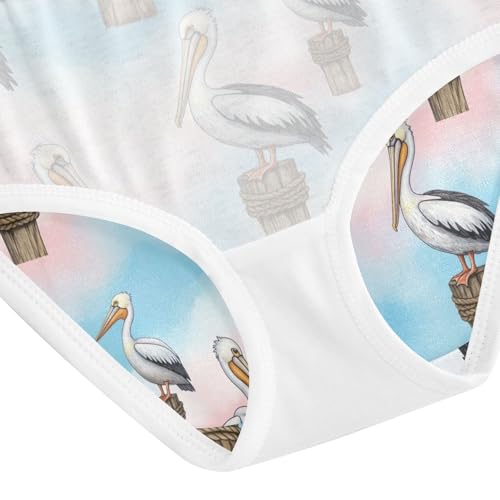 Joisal Watercolor Pelicans Wooden Little Girl Panties Toddler Underwear Floral Cotton Durable Undies Kids Briefs 2t 5