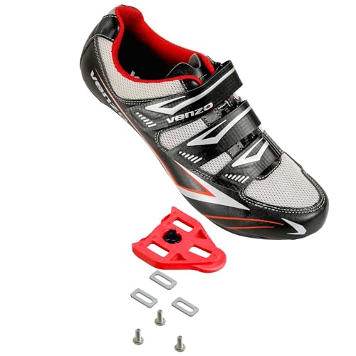 Image of Venzo Bicycle Men's or Women's Road Cycling Riding Shoes - 3 Velcro Straps- Compatible with Peloton Shimano SPD & Look ARC Delta - Perfect for Indoor Spin Road Racing Bikes Black