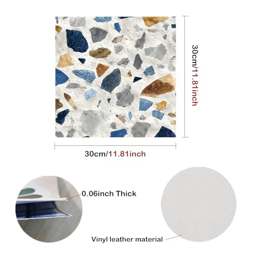 Image of Nuxovilar Peel and Stick Vinyl Floor Tiles, 12x12 Inch | Wall Sticker, Flooring Cover, Peel Stick Tile, Self Adhesive Floor, Kitchen, Bathroom, Living (Terrazzo Pattern)