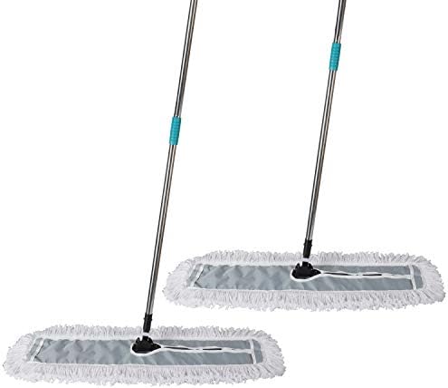 Midoneat 36 Inch Industrial Commercial Cotton Dust Mop || 63 Inch Pole || Two-Layers Thick and Soft Cotton Yarn Clean Dirty Water Dust and Hair More Easily|| 2 Sets Economical (36 inch)