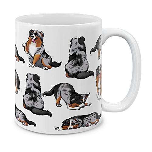 MUGBREW Australian Shepherd Funny Playful Postures Ceramic Coffee Mug Tea Cup 11 OZ
