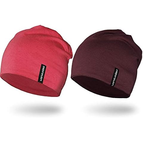 EMPIRELION 9" Multifunctional Lightweight Beanies Hats, Sun Protection Running Skull Cap Helmet Liner Sleep Caps for Men Women (Dark Red +Rouge Red Mel.) Cover