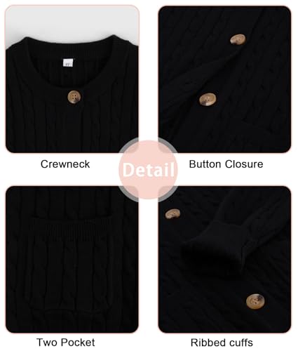 Girls Cardigan Long Sleeve Button Front Sweater Toddler Kids Knit School Uniforms Sweaters with Pockets 3-12 Years