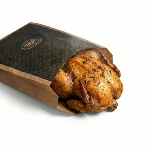 Lot de 500 Sacs Poulet Rôti XL & Poularde Ingraissables - 20+7x35 cm - Papier Alimentaire Décoré...