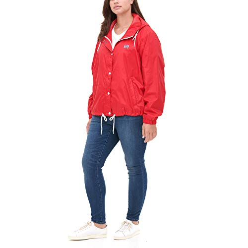 Levi's Women's Plus Retro Hooded Rain Windbreaker Jacket (Standard & Plus Sizes), Red, 2X #TOP4