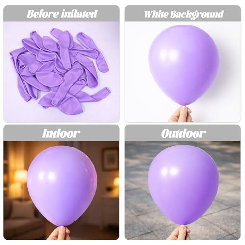 Image of Voircoloria 90pack Pastel Purple Balloons Different Size 18 /12 /10 /5 Inch Pastel Purple Balloon Garland Arch Kit for Graduation, Wedding, Birthday, Baby Shower, Anniversary, New Year Party Decorations