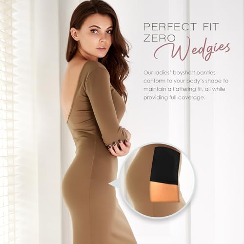 Alyce Ives Womens Seamless Boy Short Panties, Boyshort Boxer Briefs-12 Pack4