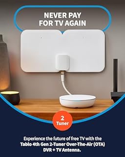Tablo TV 4th Gen 2-Tuner Over-The-Air (OTA) DVR & 35-Mile Indoor TV Antenna - Watch, Pause & Record Live TV, News & Movies Throughout Your Home Over Wi-Fi - 50+ Hrs Recording - No Subscriptions