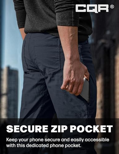 Image of CQR Men's Winter Fleece Lined Pants, Water-Resistant Outdoor Stretch Work Pants, Windproof Casual Pants with Pockets