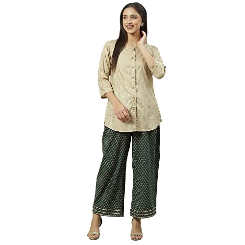 Image of BIBA Women Rayon Straight Printed Palazzo