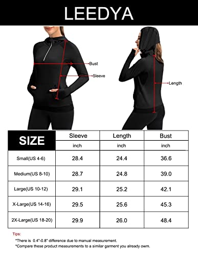 Leedya Womens 1/4 Zip Pullover Long Sleeve Hooded Sweatshirt Slim Fit Sports Shirt With Pocket Black M #TOP5