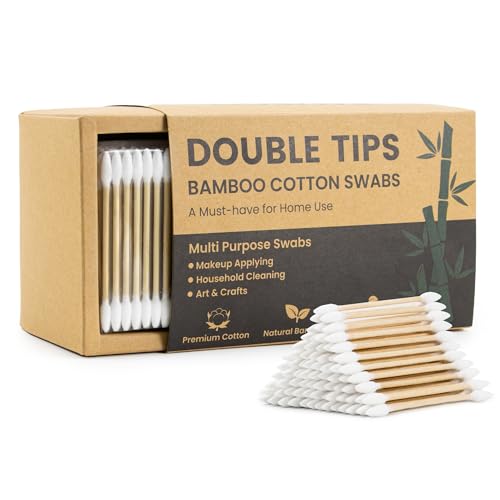 FSpronail 200pcs Pointed Tip Cotton Swabs, Pink Double-head Precision Microblading Cotton Swabs with Wooden Sticks Nail Polish Remover Pen Touch Up Disposable Makeup Applicators Beauty Tools