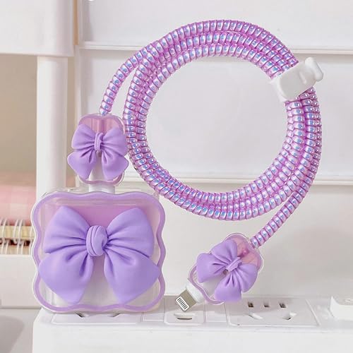 Image of Like Star Charger Protection Cover 4 in 1, Compatible for iPhone Charger only 18W & 20W, Spiral Cable Protector for Charging Cable, Charger Protector with 3D Design