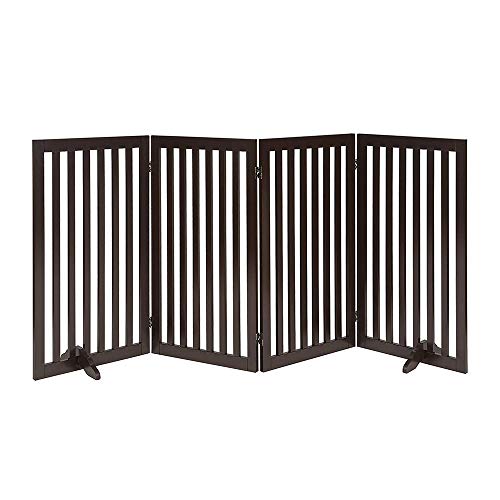Beenbkks Freestanding Pet Gate For Dogs With 2Pcs Support Feet, Foldable Wooden Dog Gates For Doorways Stairs, Indoor Pet Puppy Safety Fence, Espresso #TOP24