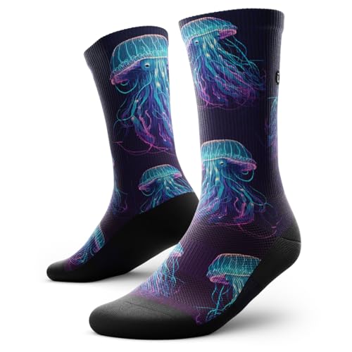 Outway Crew Socks, Moisture-Wicking Athletic Calf Socks with Arch Support for Men and Women, Colorful Design, Squishy Crew, Small-Medium